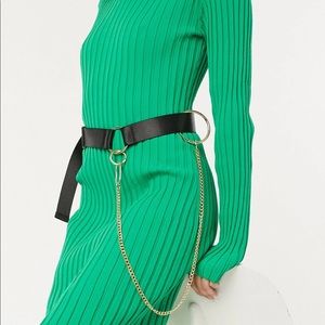 Utility buckle belt with ring and chain